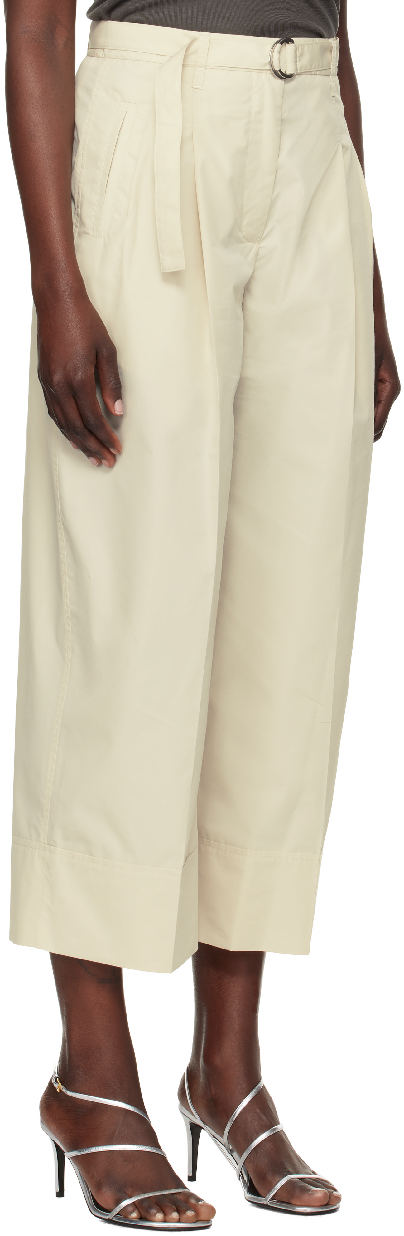 3.1 Phillip Lim Off-White Double Pleat Wide Cropped Trousers