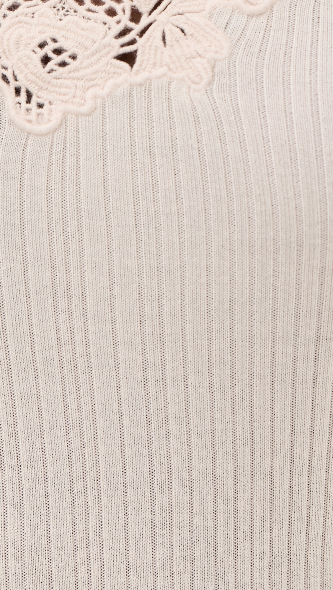 Celeste Short Sleeve Knit Top with Lace Pearled Ivory