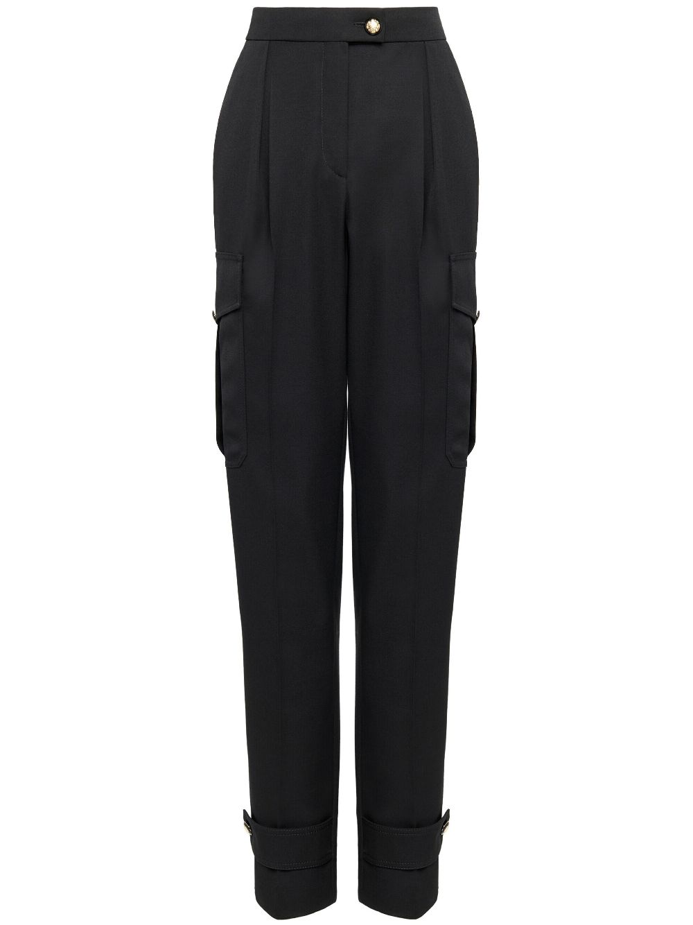 High-waisted wool trousers - Black