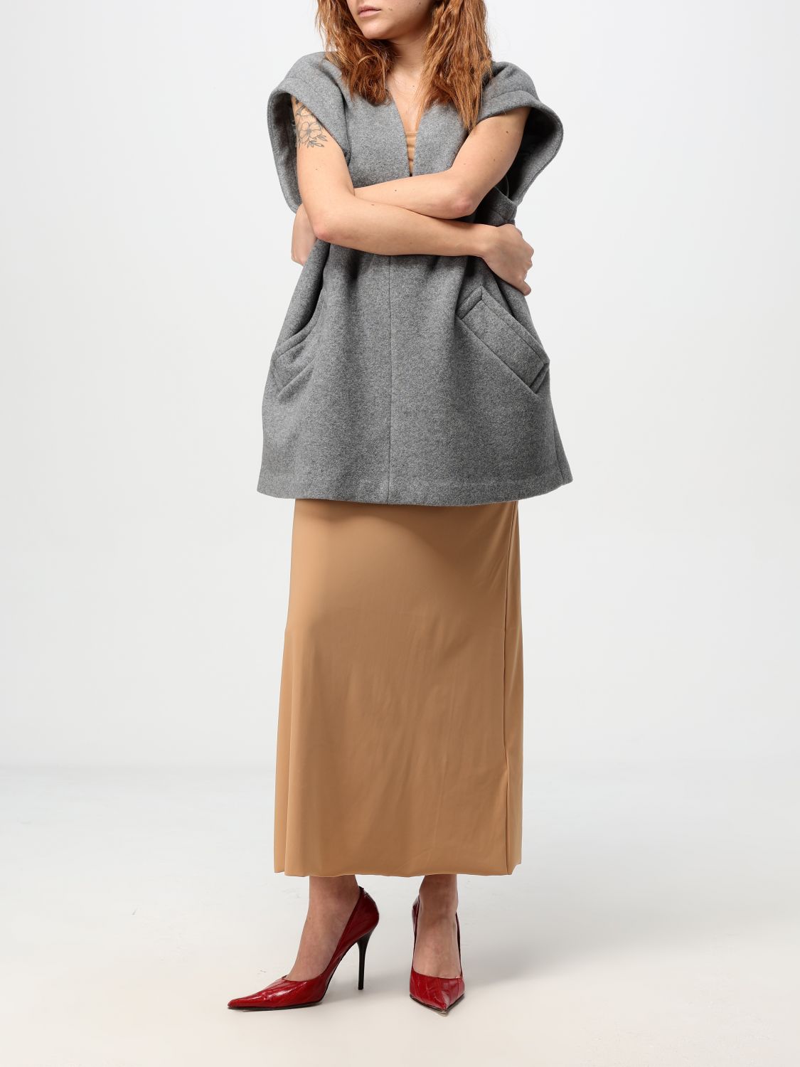 Mélange-effect felted vest - Grey