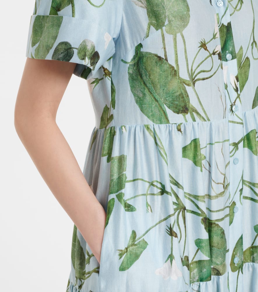 Tiered floral cotton midi dress