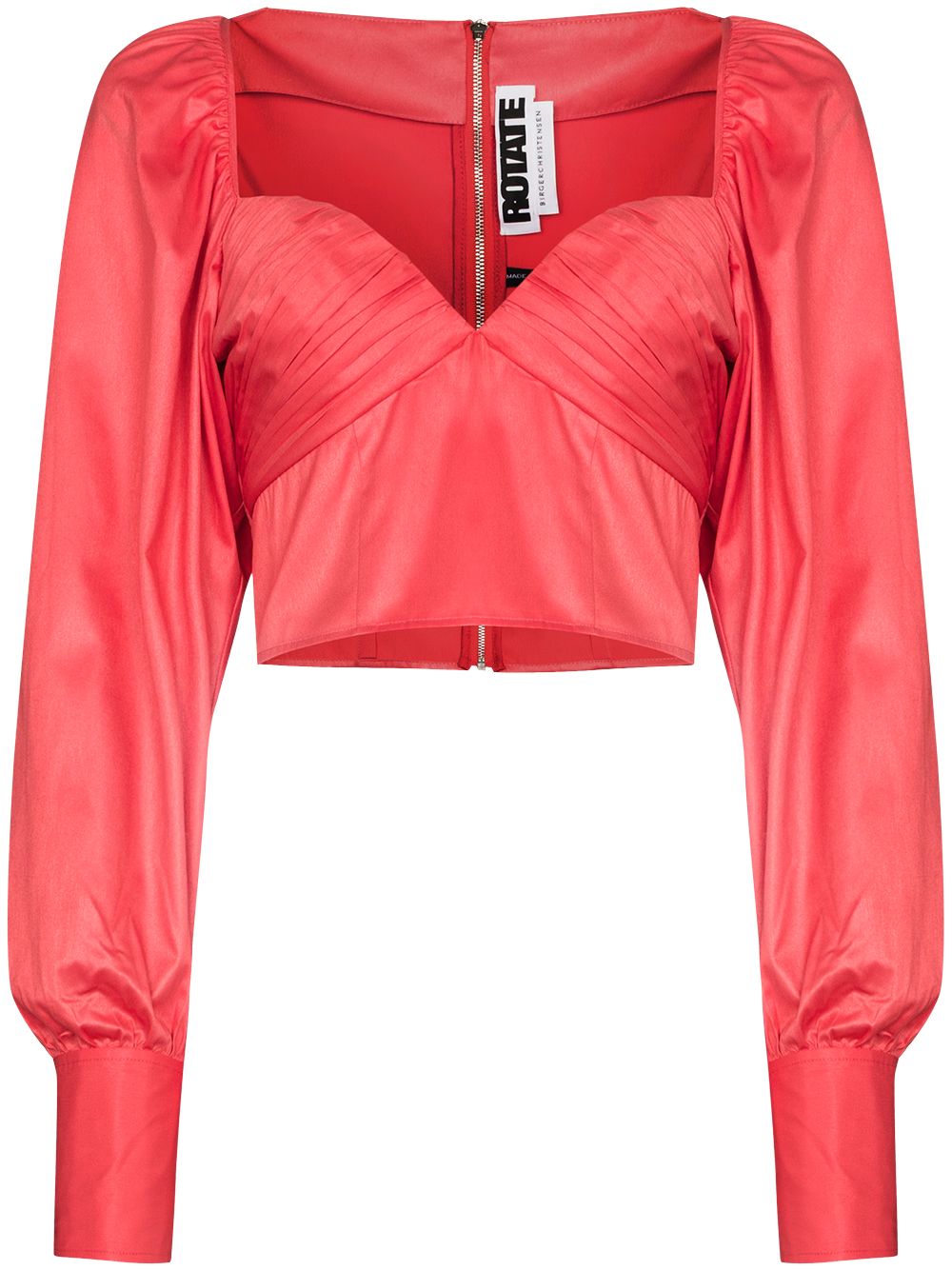 Deep V-neck ruched blouse - Red