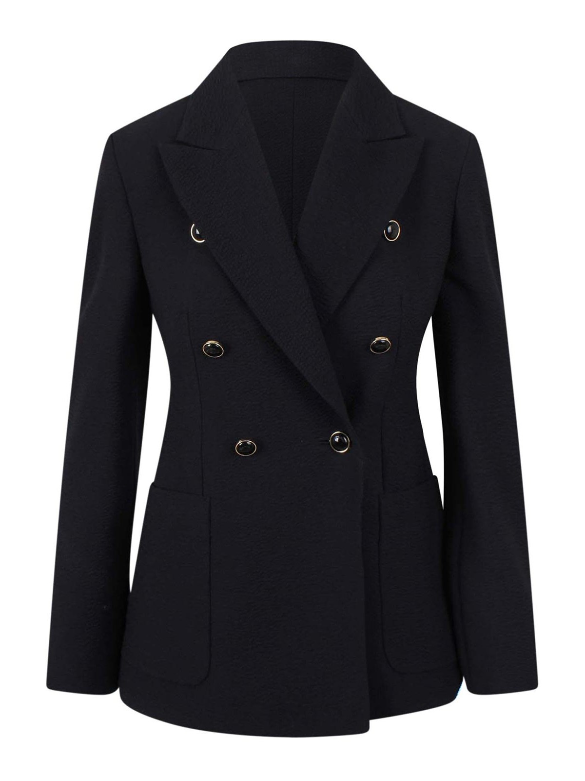 Double-breasted wool-blend seersucker blazer