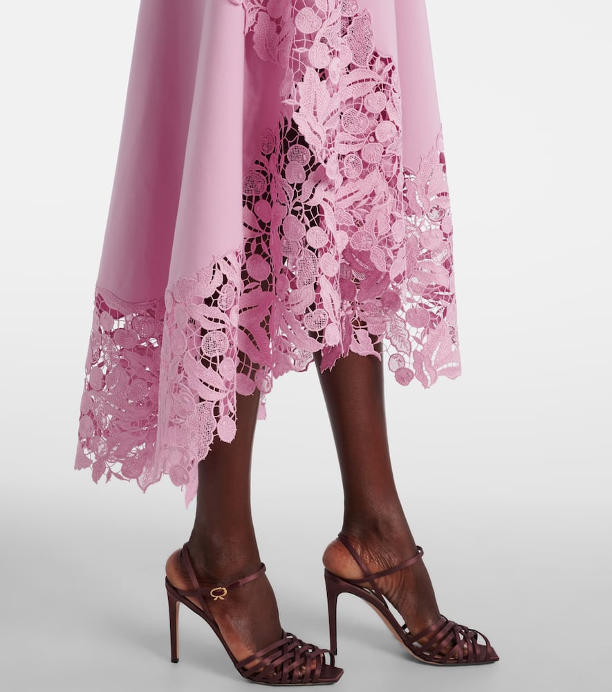 Wool-blend and lace cocktail dress