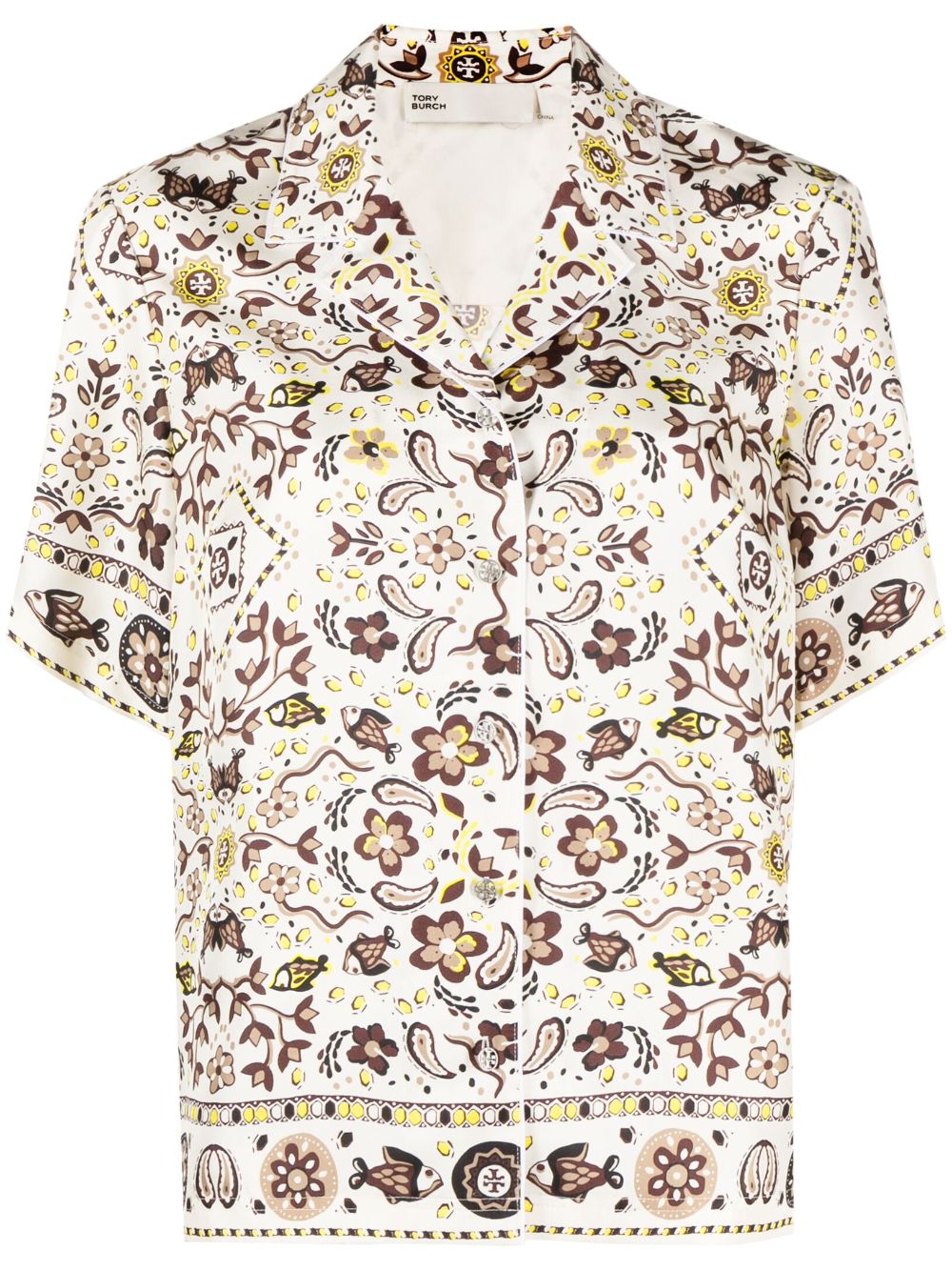 Paisley-print silk shirt - Neutrals