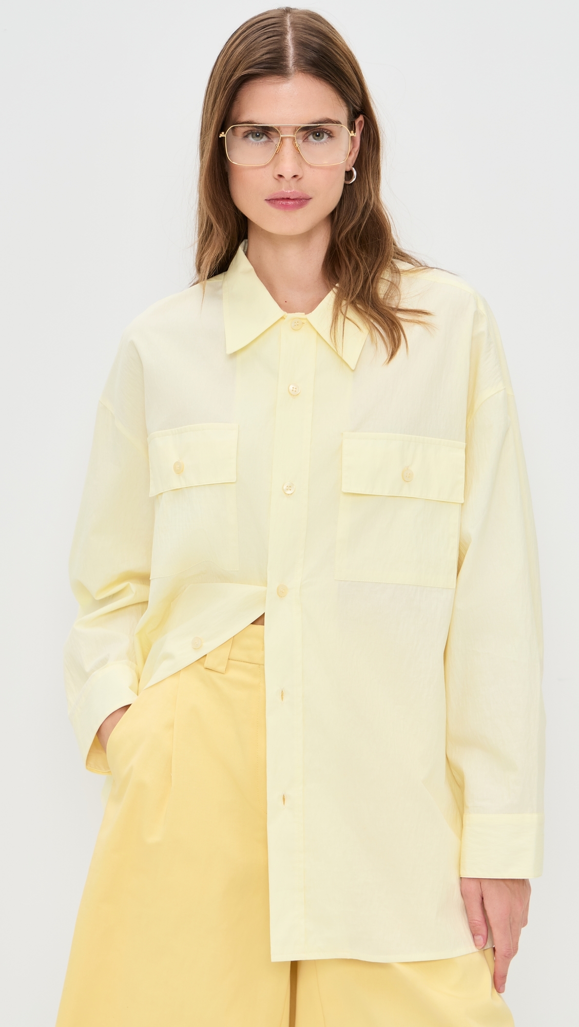 Daria Crinkled Effect Shirt Light Yellow