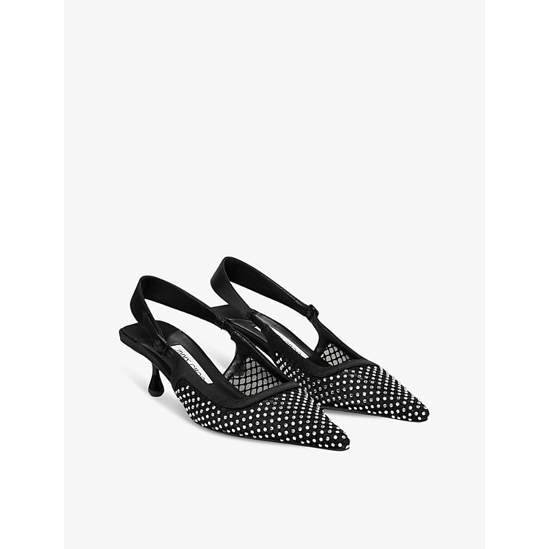 Womens Black/crystal Amel 50 Crystal-embellished Mesh Heeled Courts