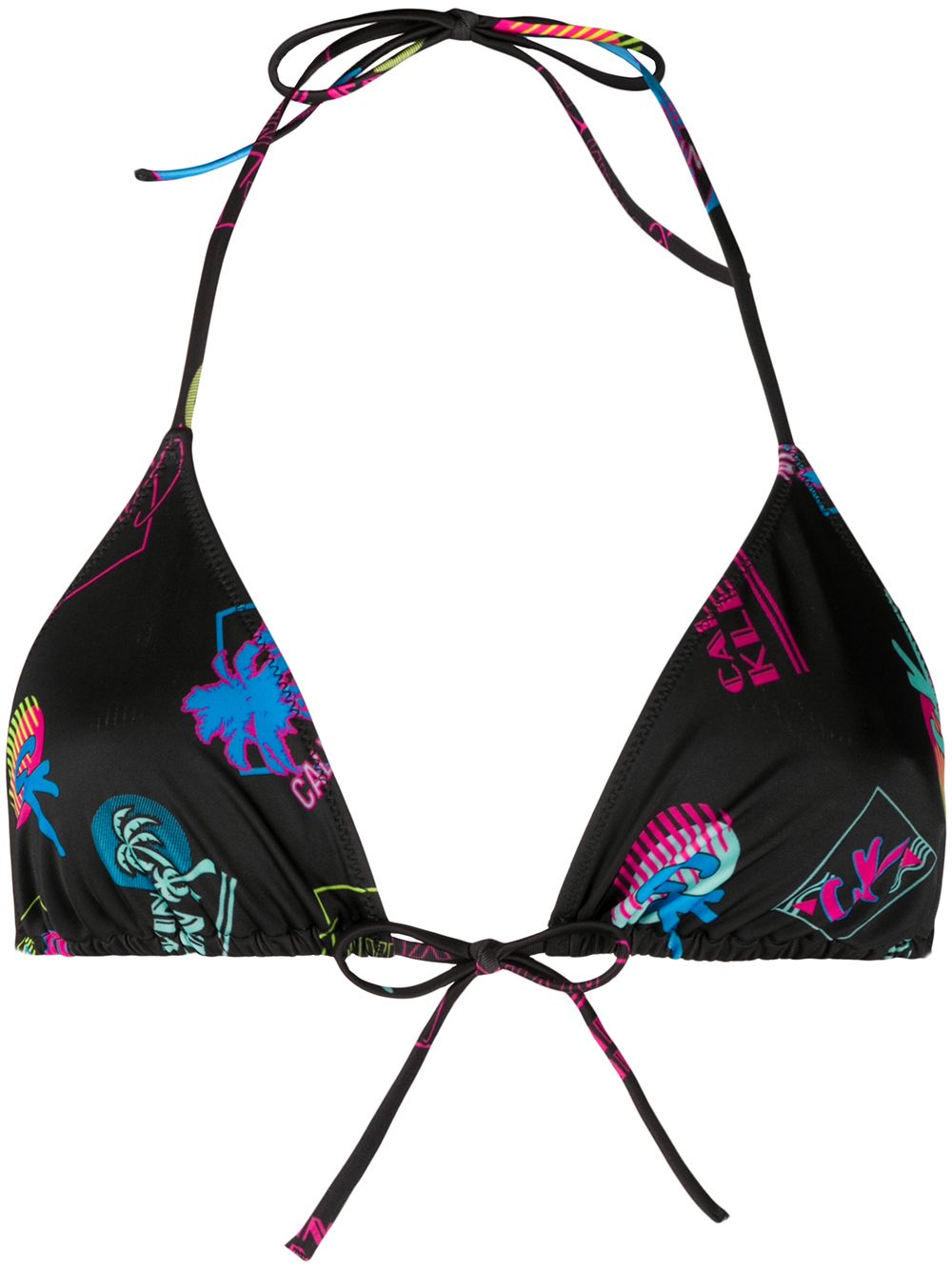 Abstract print bikini top - Black