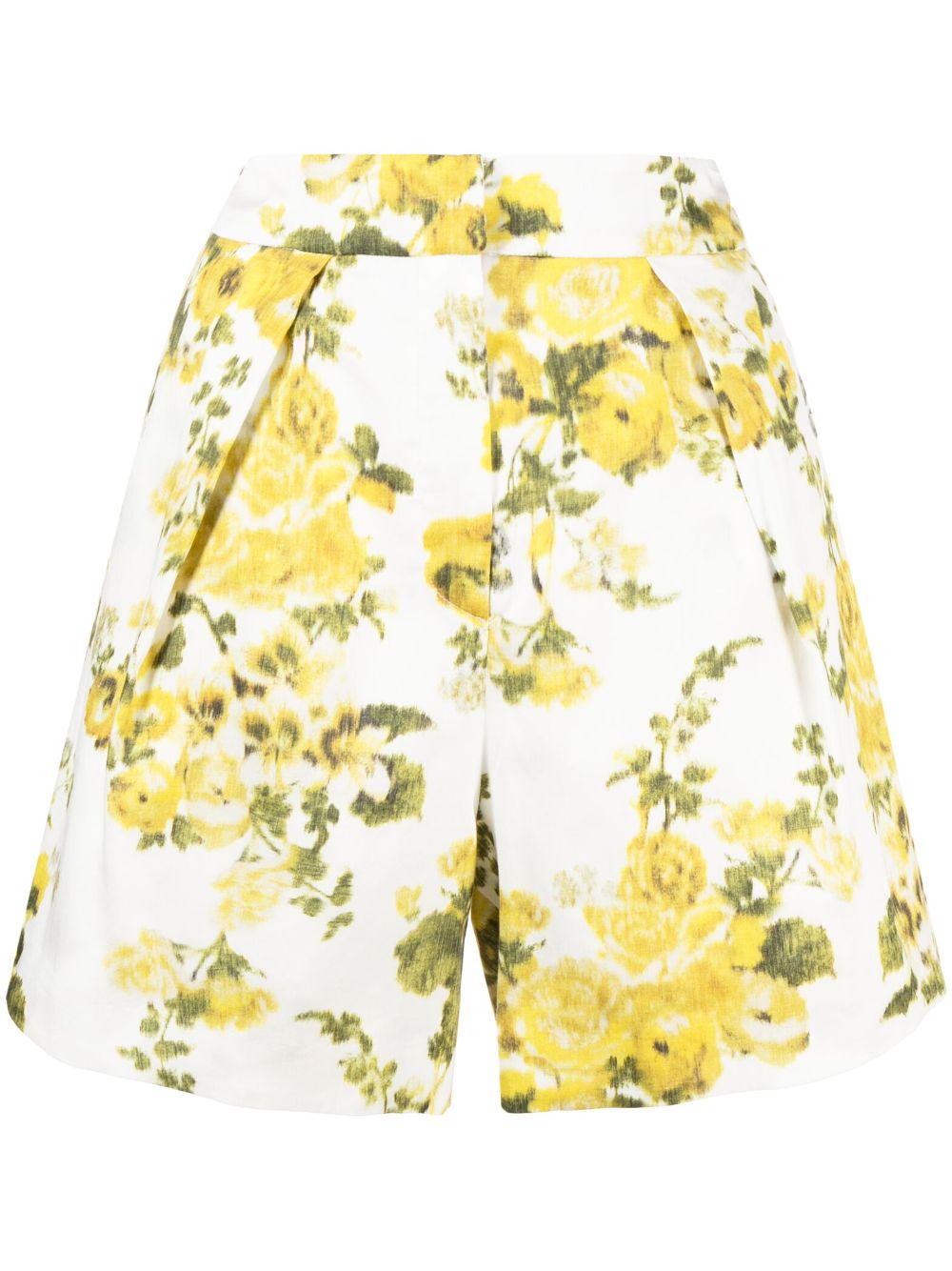 Floral-print cotton shorts - White