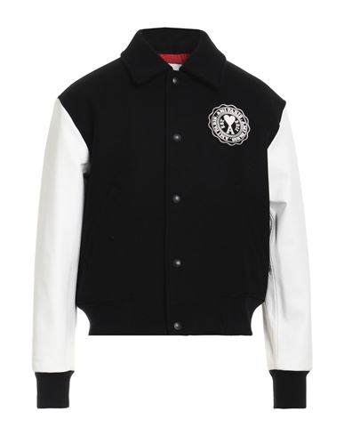 Man Jacket Black Size L Virgin Wool, Cow leather