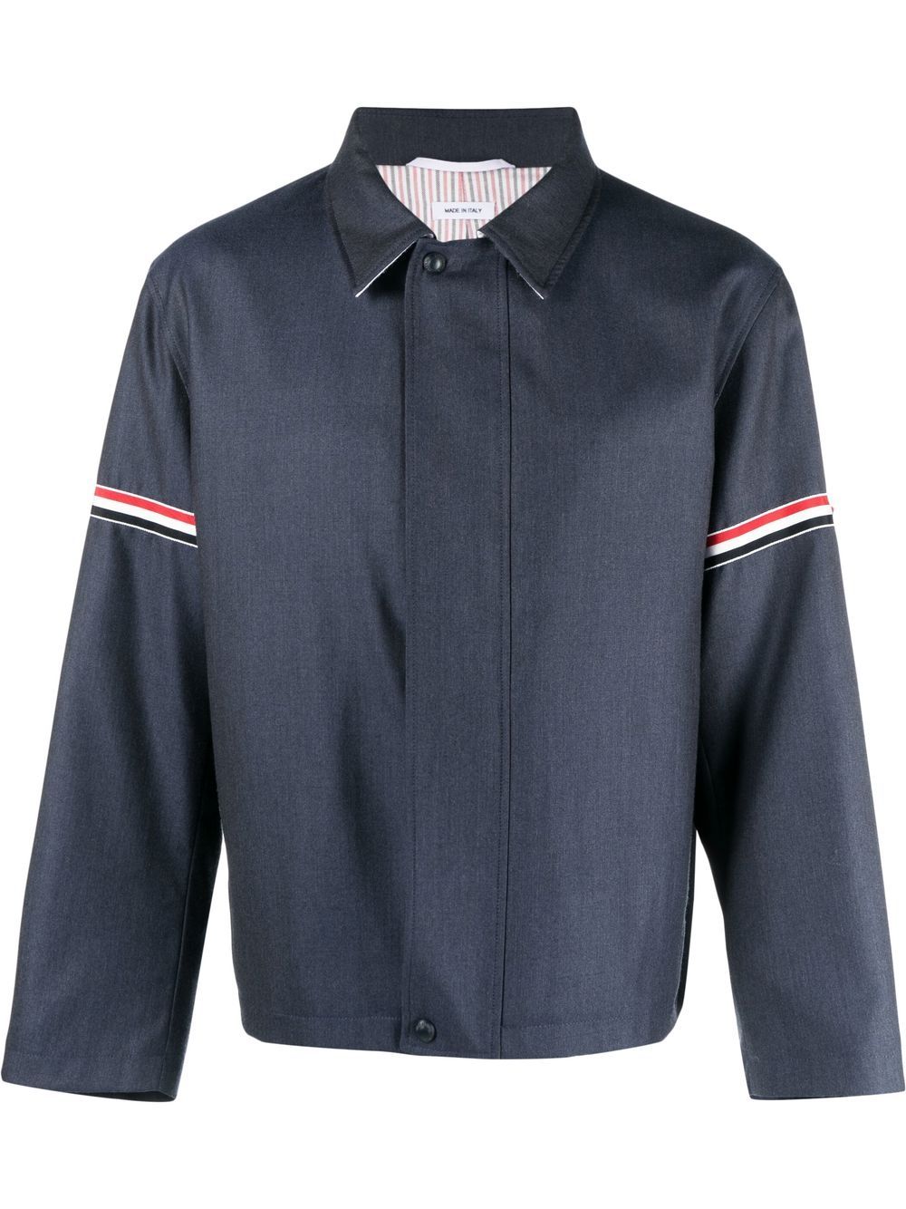 Signature-stripe detail shirt jacket - Blue