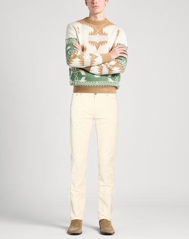 Man Pants Cream Size 32 Cotton, Elastane