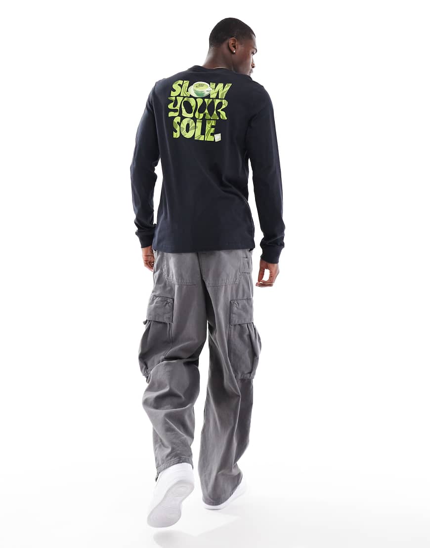 Slow Your Sole graphic graphic longsleeve t-shirt in black