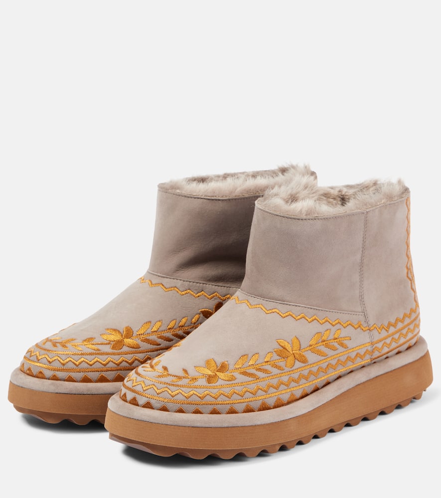 Clergerie Zeva leather-trimmed faux fur boots
