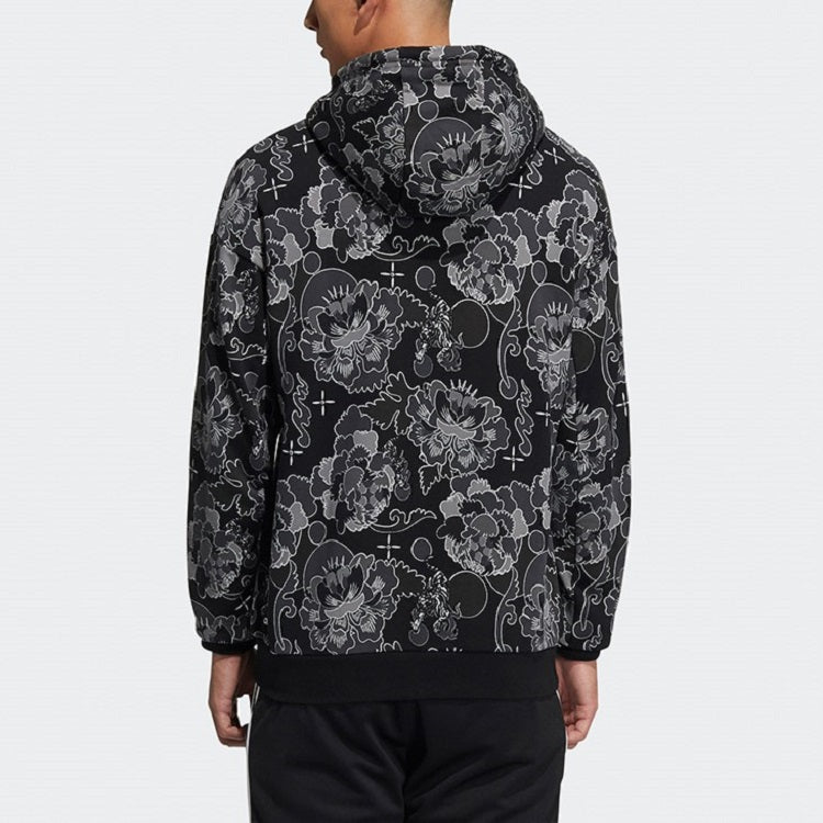 Aop Hoody Printing Casual Sports Pullover Black