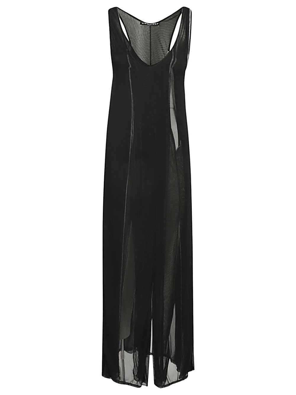 Semi-Sheer Tank Dress — Black