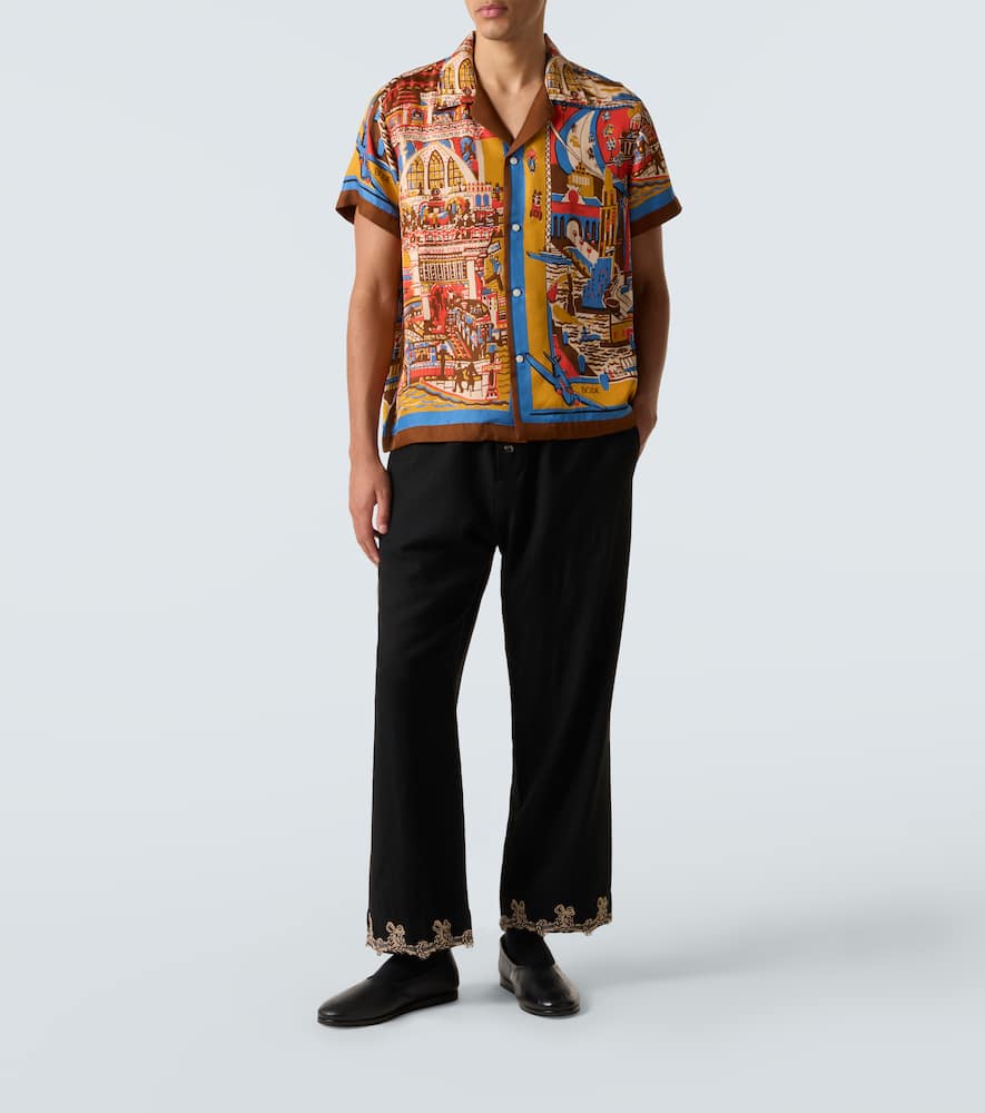 Manhattan Island printed silk bowling shirt