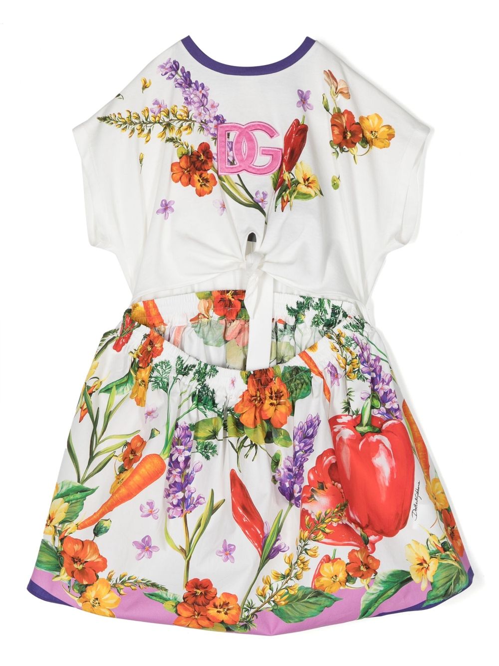 Floral-print short-sleeve dress - White