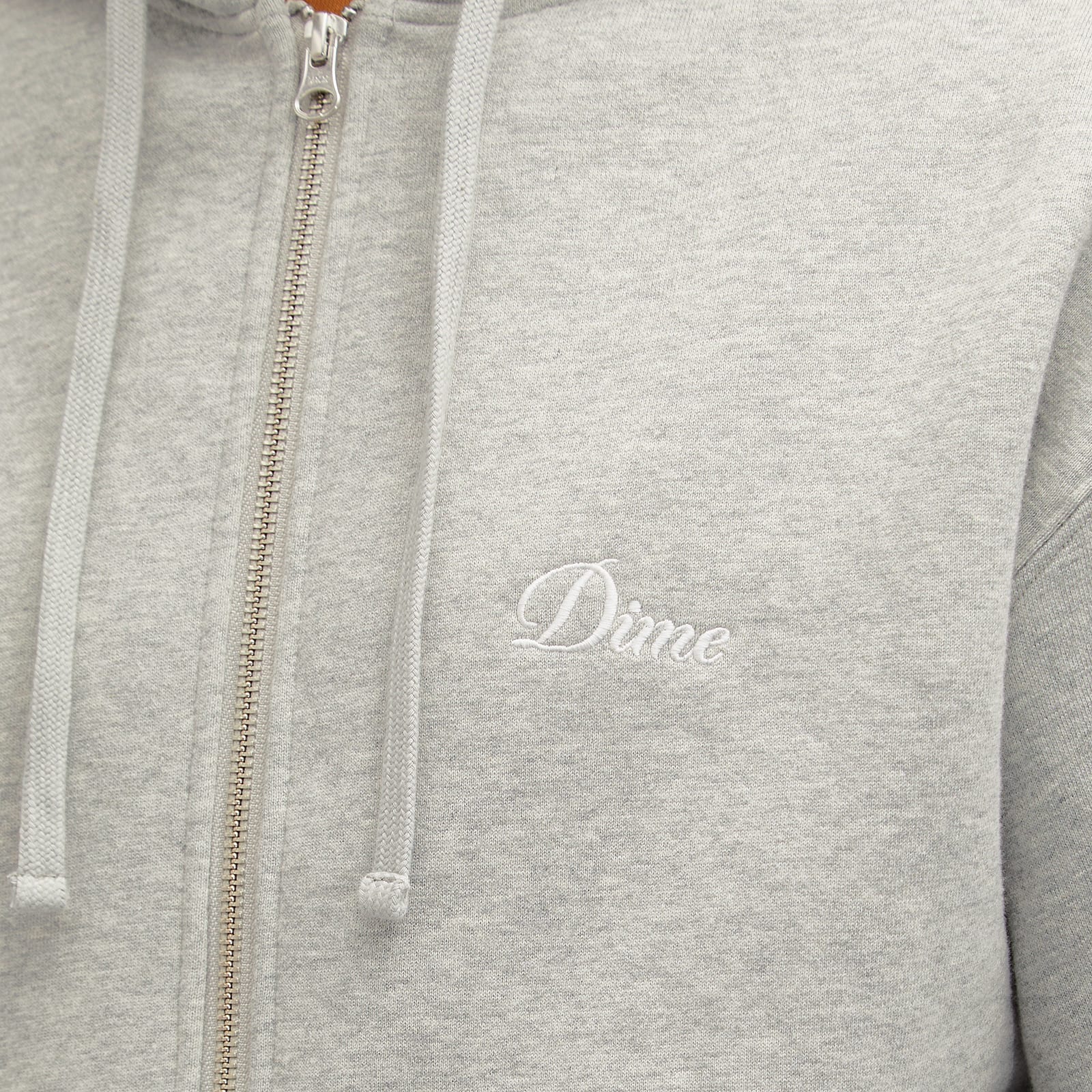 Men's Cursive Small Logo Zip-Hoodie in Heather Gray