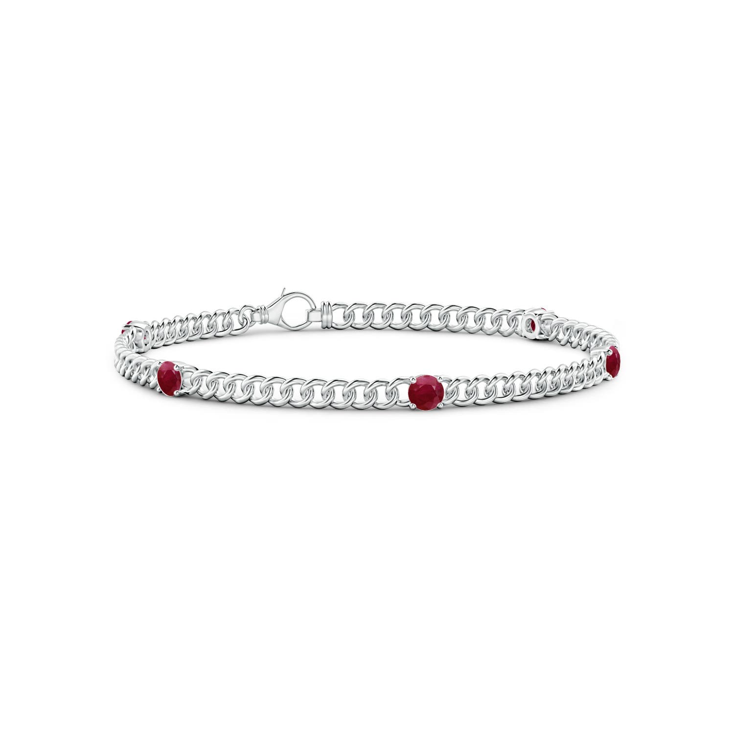Angara 1.4 Carats Five Stone Ruby Station Bracelet in 14K White Gold