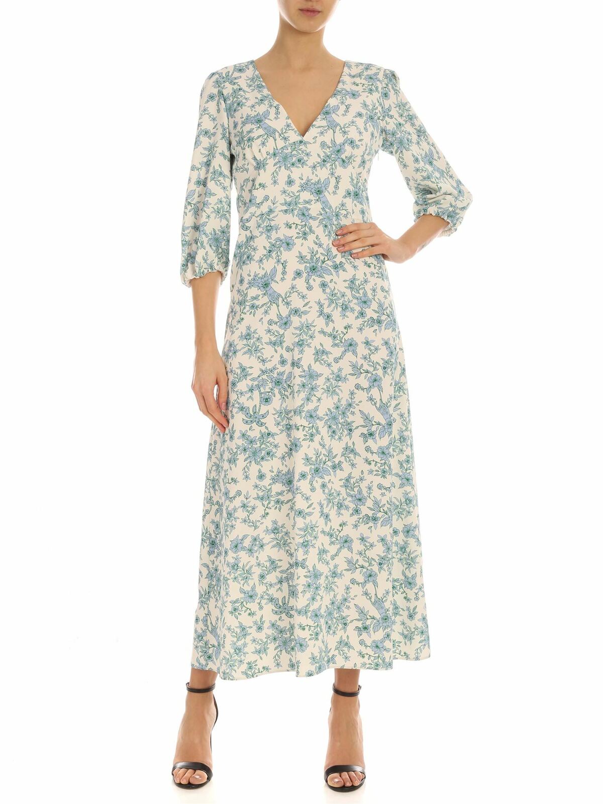 Floral print dress in white