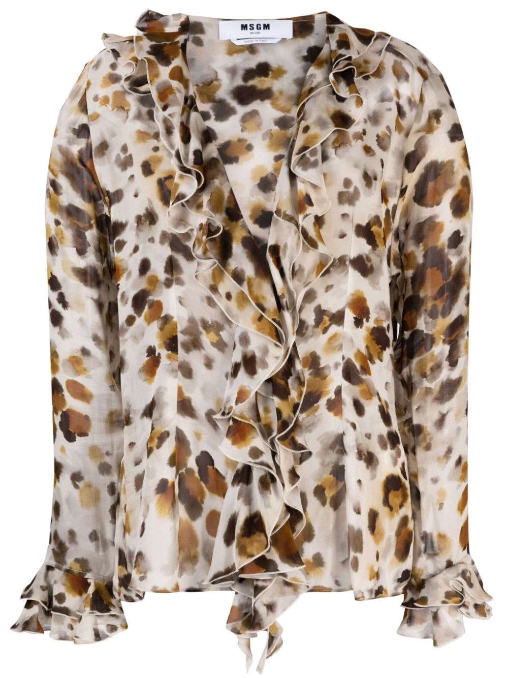 Abstract-print chiffon blouse - Neutrals