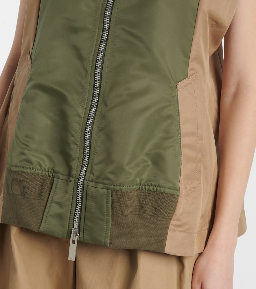 Paneled twill and gabardine vest