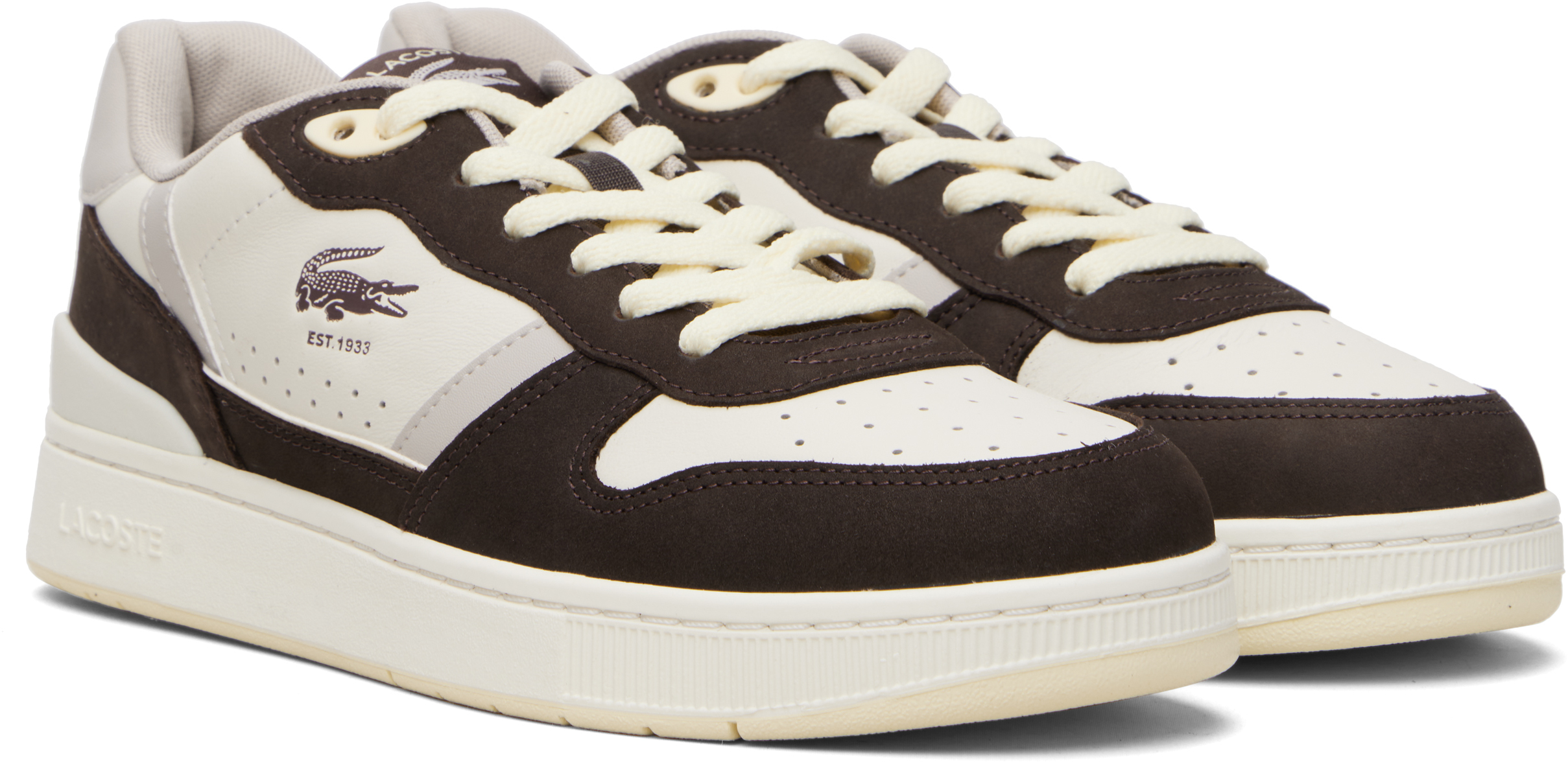 Brown & Gray T-Clip Set Leather Sneakers
