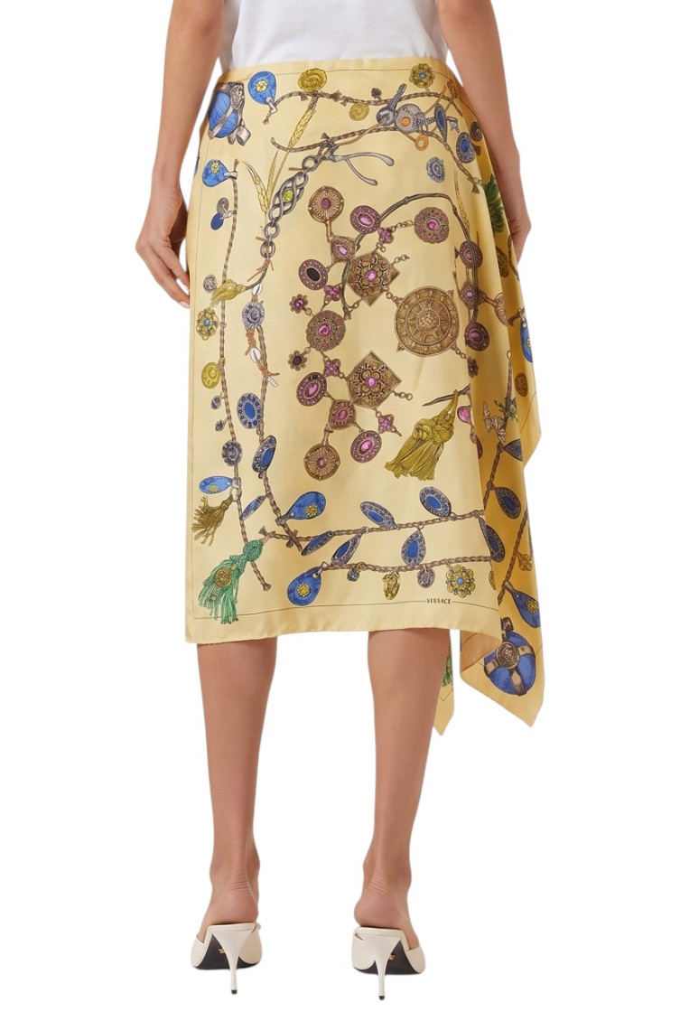 Beige Printed Midi Skirt