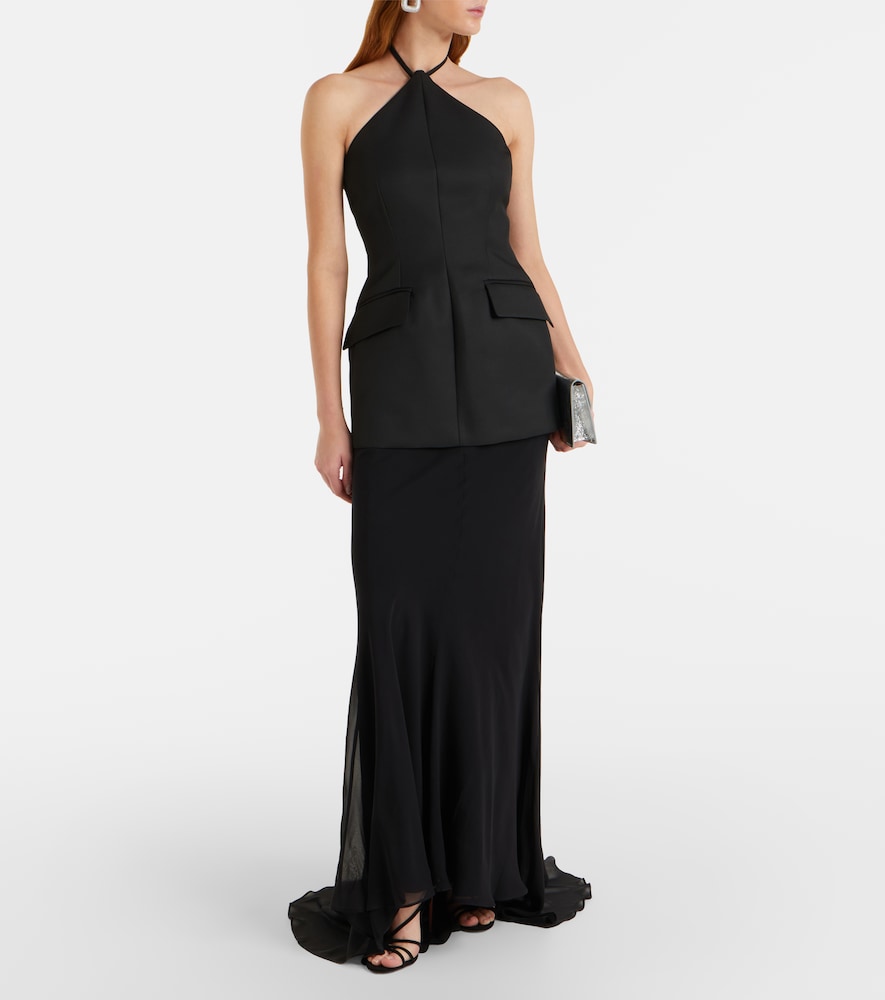 Pinne silk-trimmed maxi dress