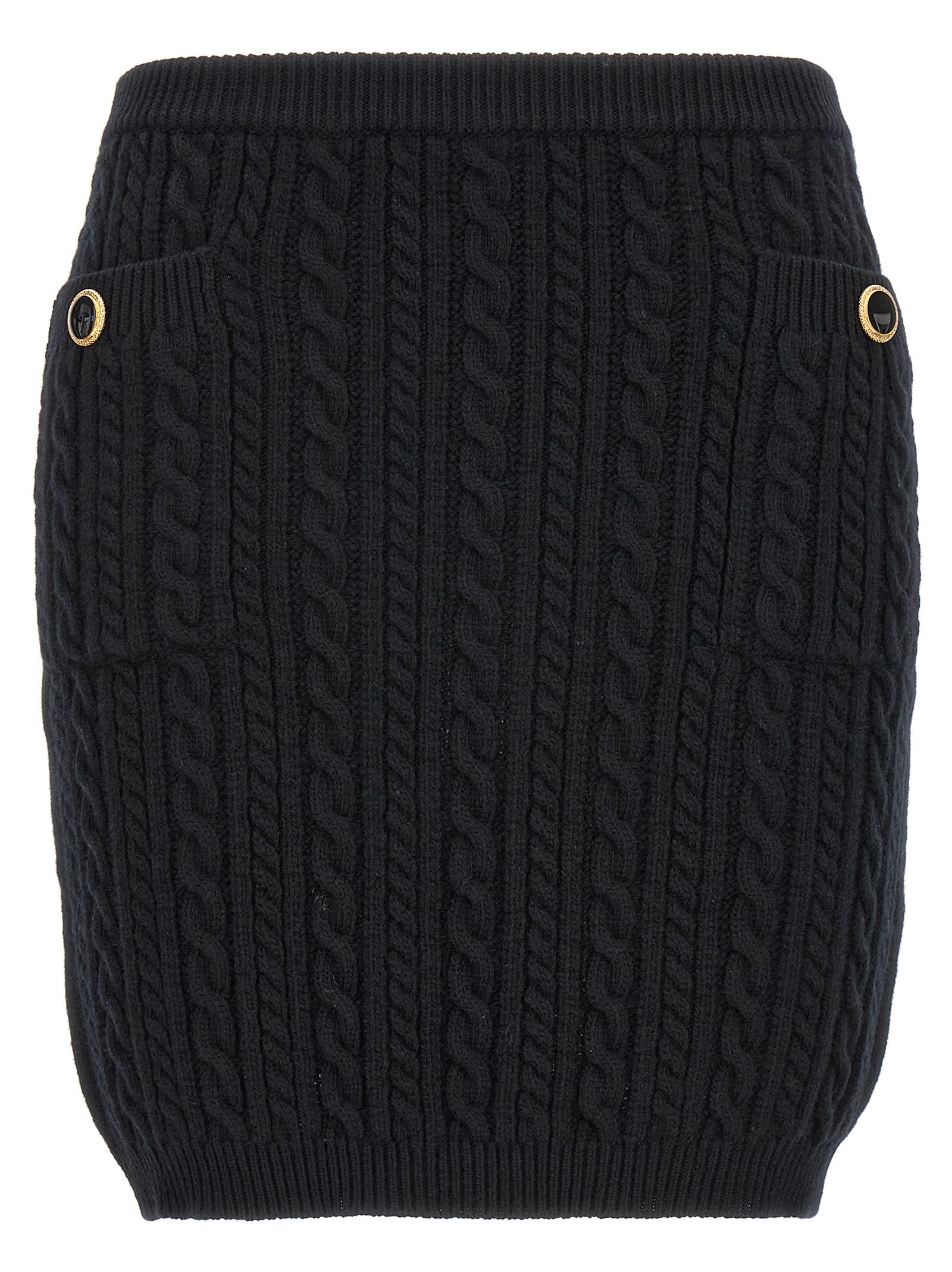-Button Skirt Gonne Nero-Donna