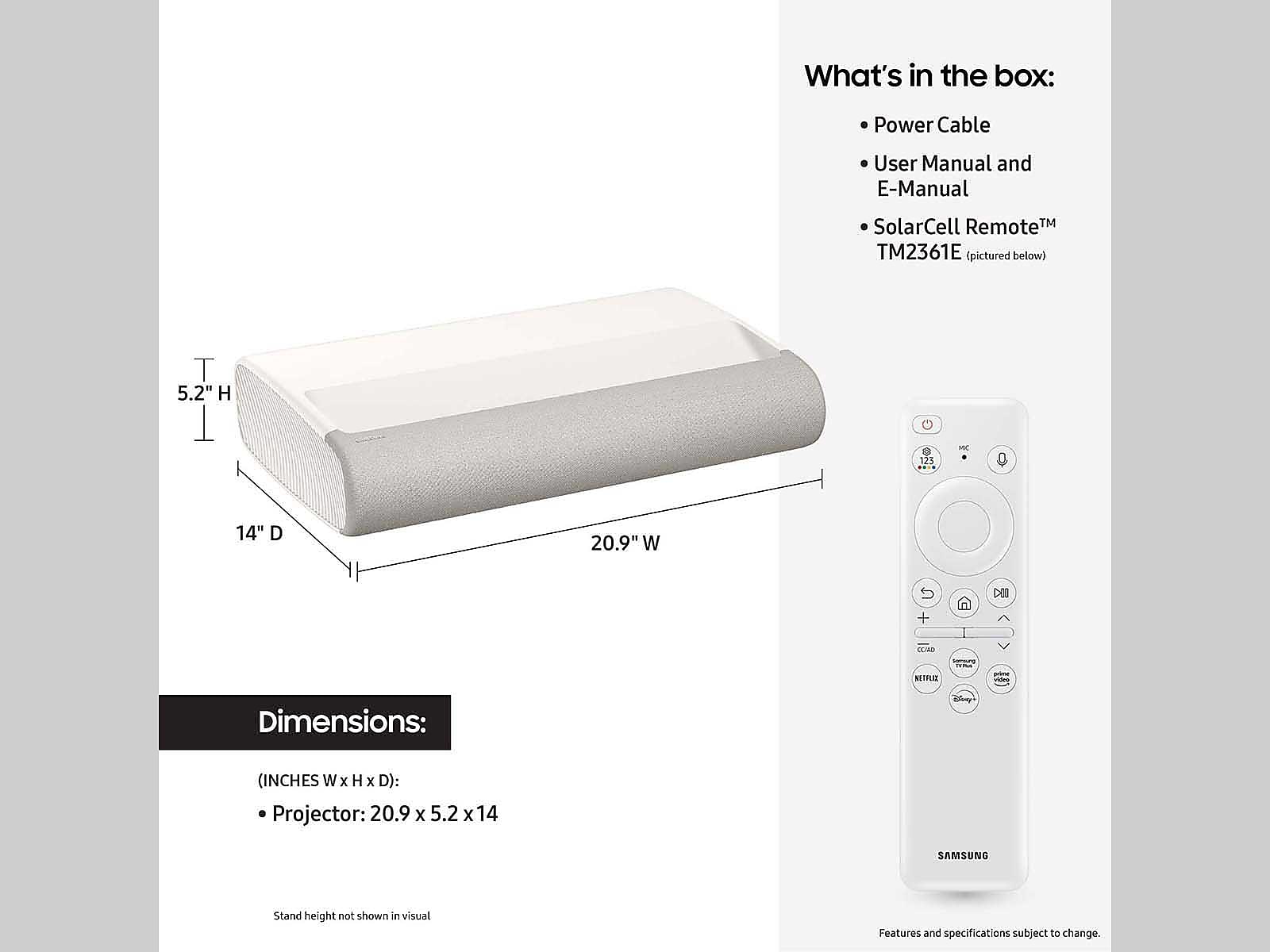 120" Class The Premiere LPU7D 4K Smart Laser Projector in Warm White