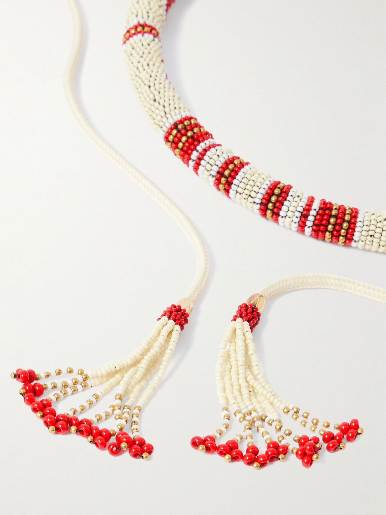 Nina Beaded Glass And Cord Necklace - White