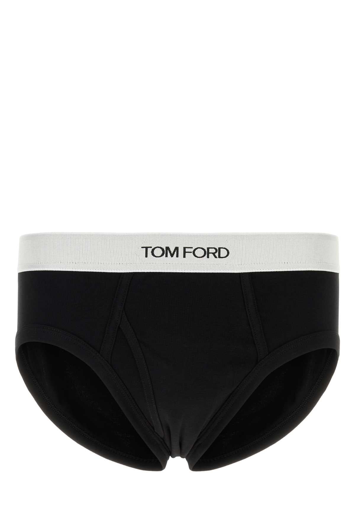 Black Stretch Cotton Brief Exterior: Elastane Intimo