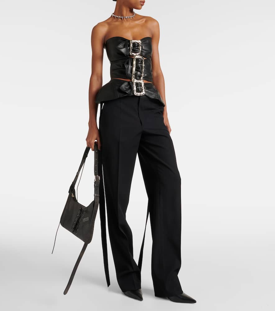 Wool straight pants