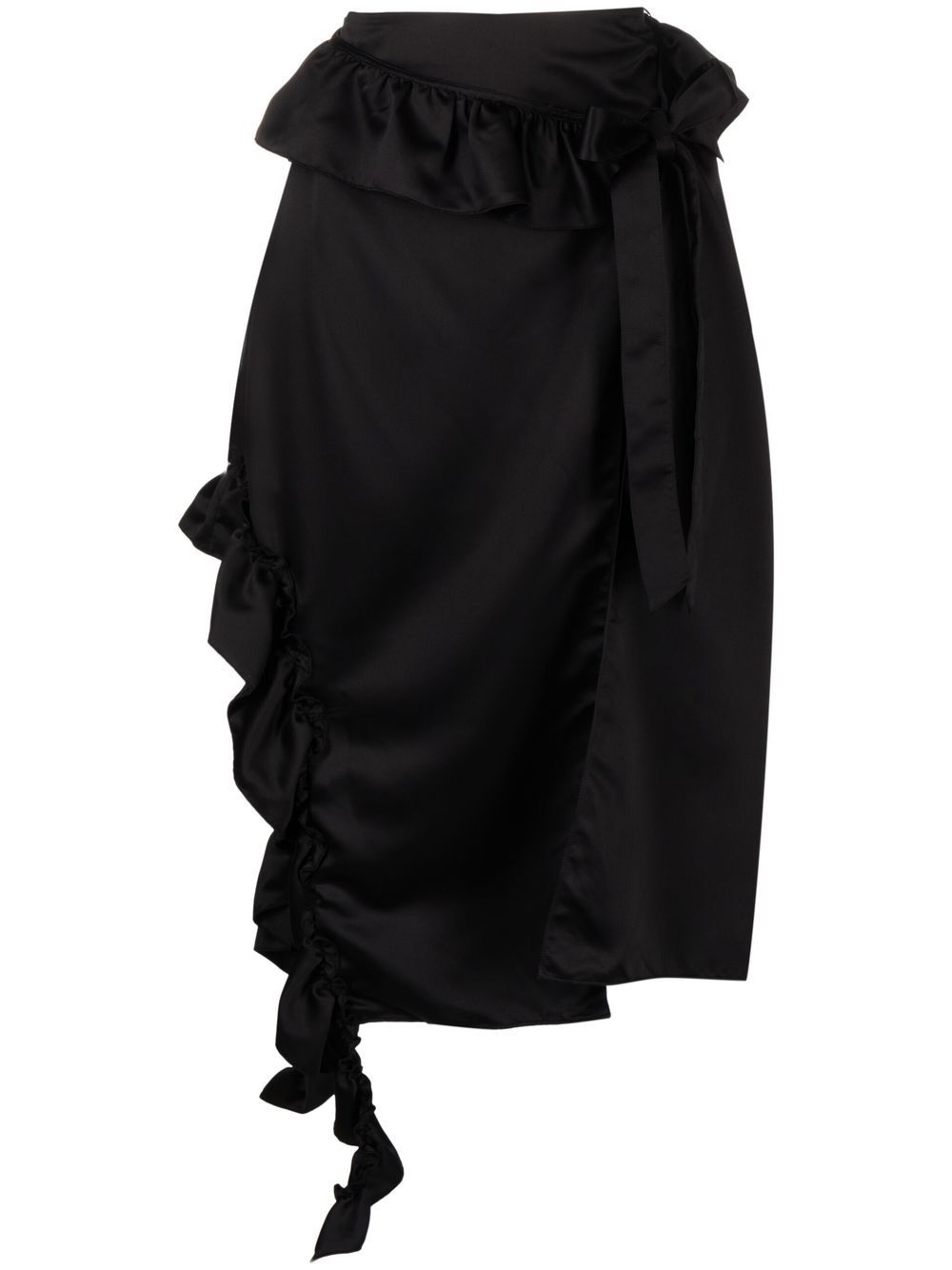 Ruffle-trim midi skirt - Black