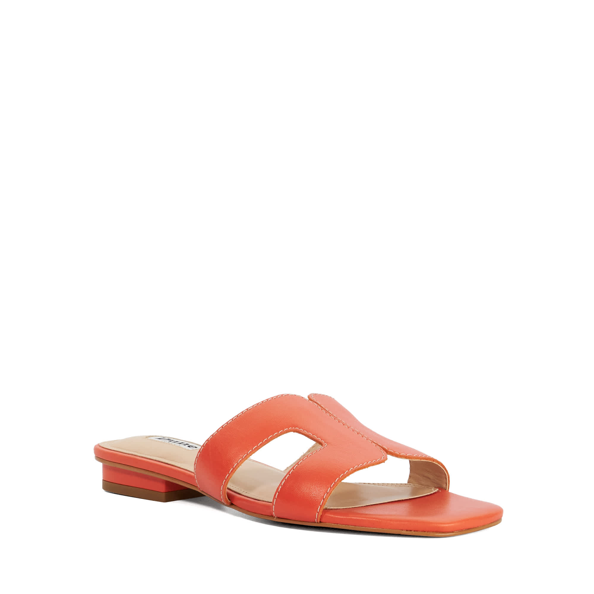 Dune London Womens Ladies Loupe - Smart Slider Sandals - Orange Leather