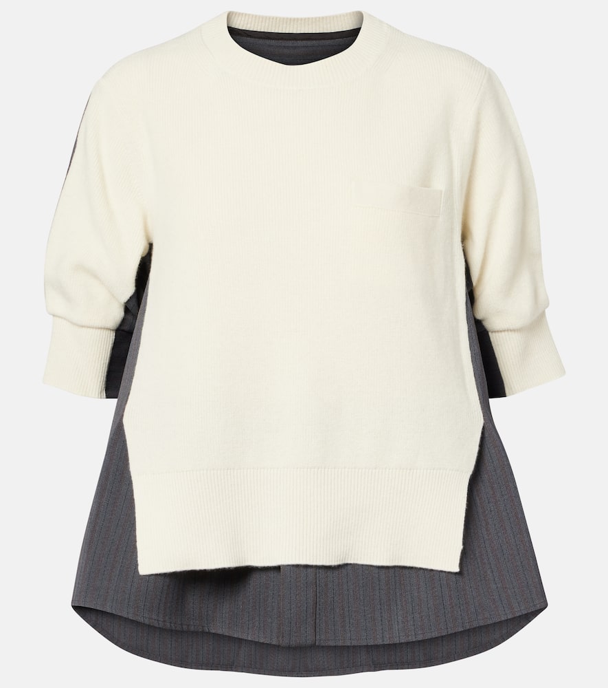 Striped layered wool sweater