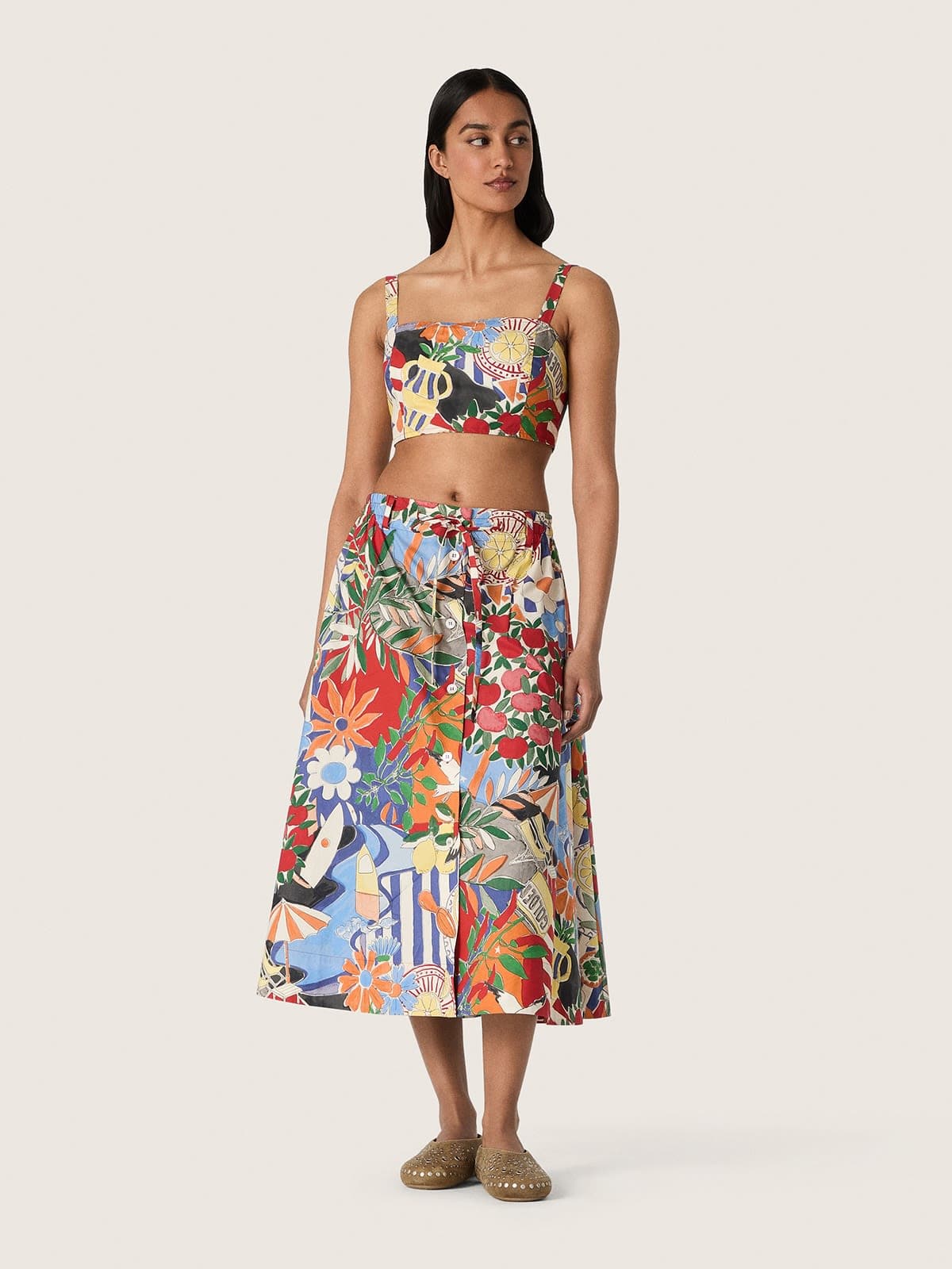 Golden Goose - Women's Cotton Skirt With Multicolor Print, Woman