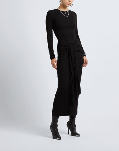 Viscose Draped Front Maxi Dress Woman Maxi dress Black Size XS Viscose, Elastane