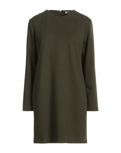 Woman Mini dress Military green Size 10 Cotton, Elastane