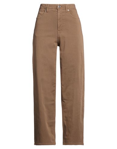 Woman Jeans Chocolate brown Size 27 Cotton, Rubber