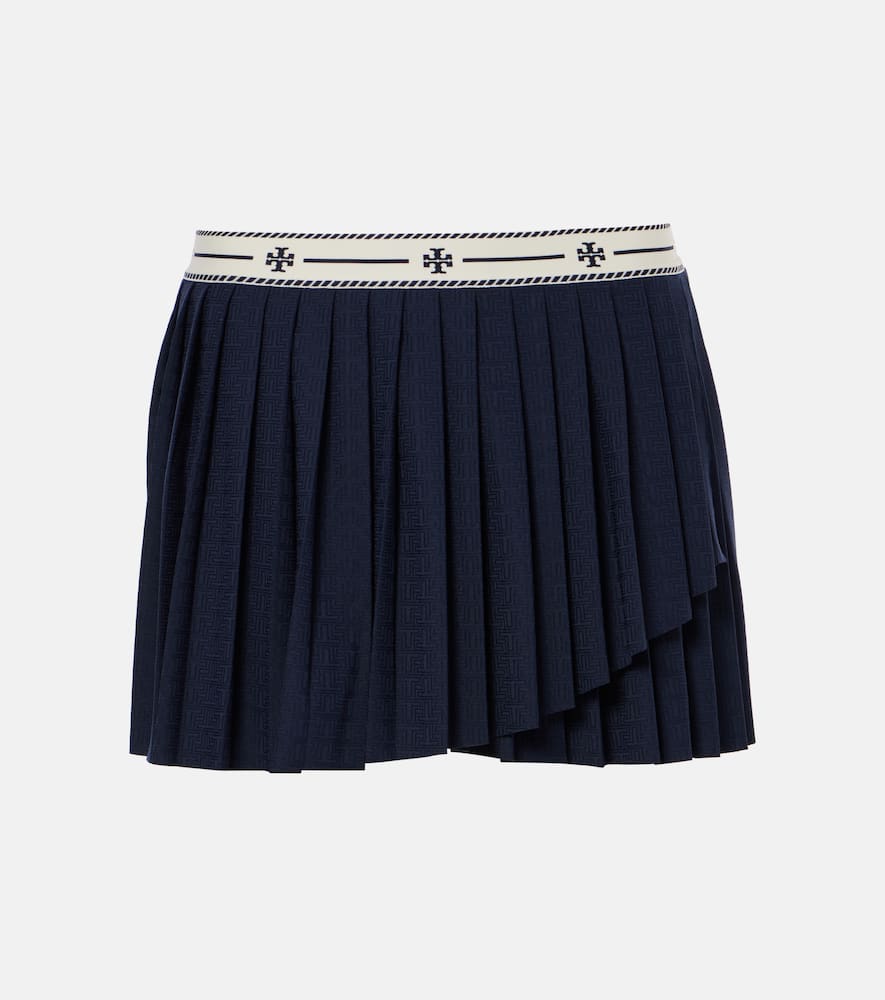 Pleated jacquard miniskirt