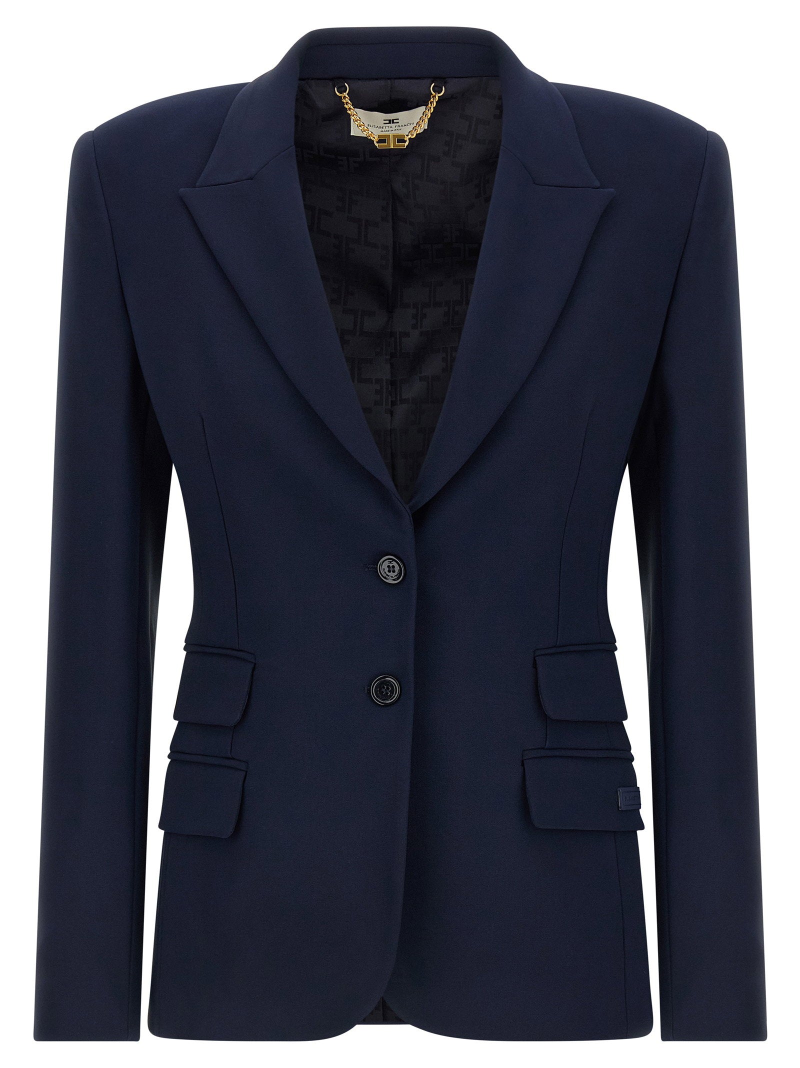 Light Crêpe Peak-Lapel Blazer — navy