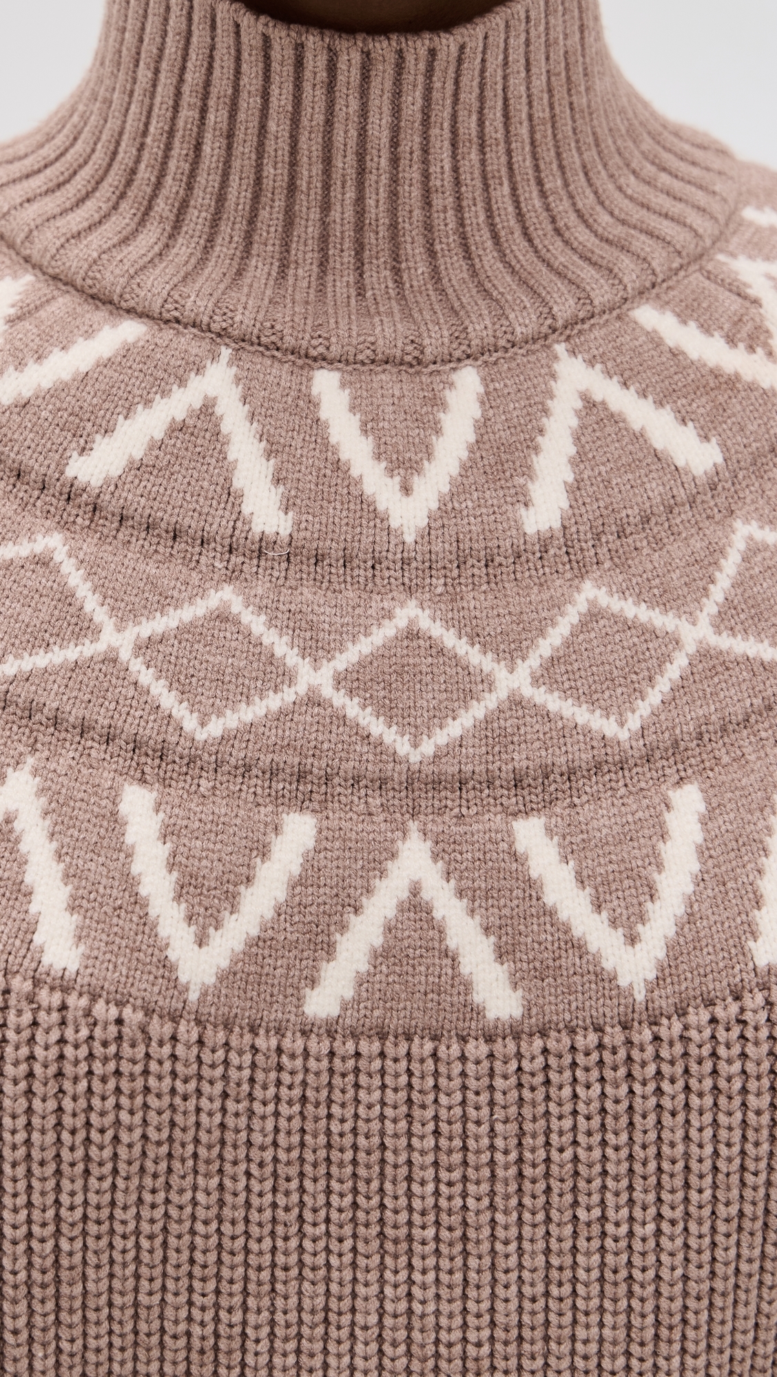 Marcie Fair Isle Yoke Knit Sweater Light Taupe