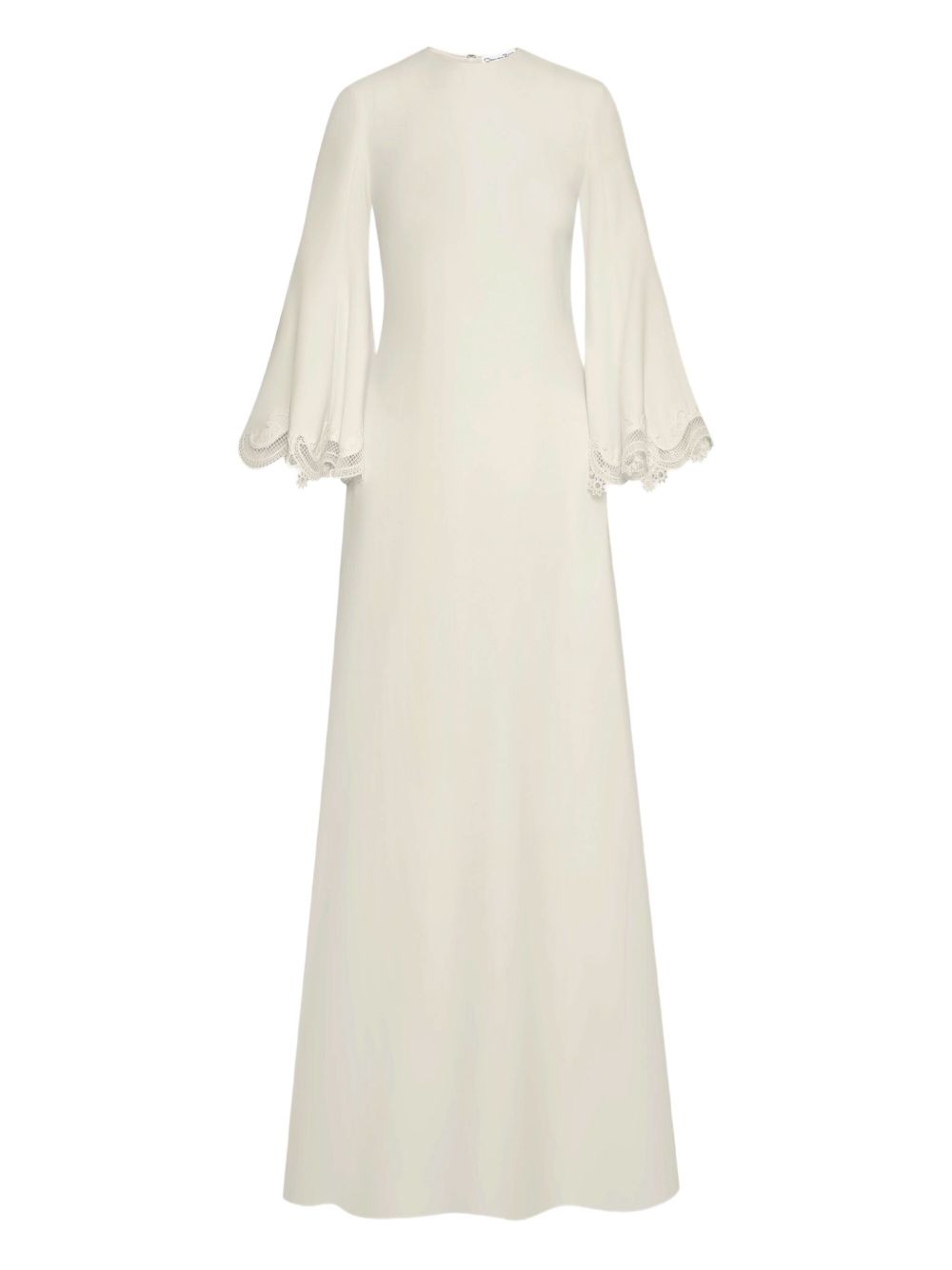 Lace-trim kaftan dress - Neutrals