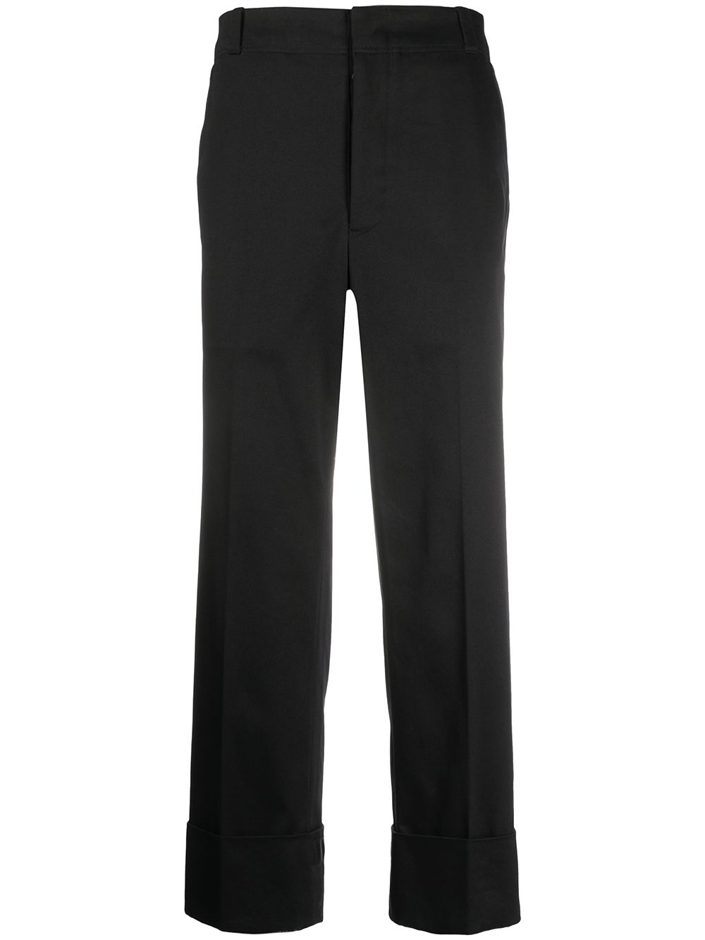 Straight-leg twill cotton trousers - Black