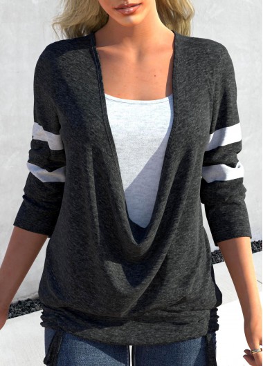 Modlily Dark Grey Marl Blouse