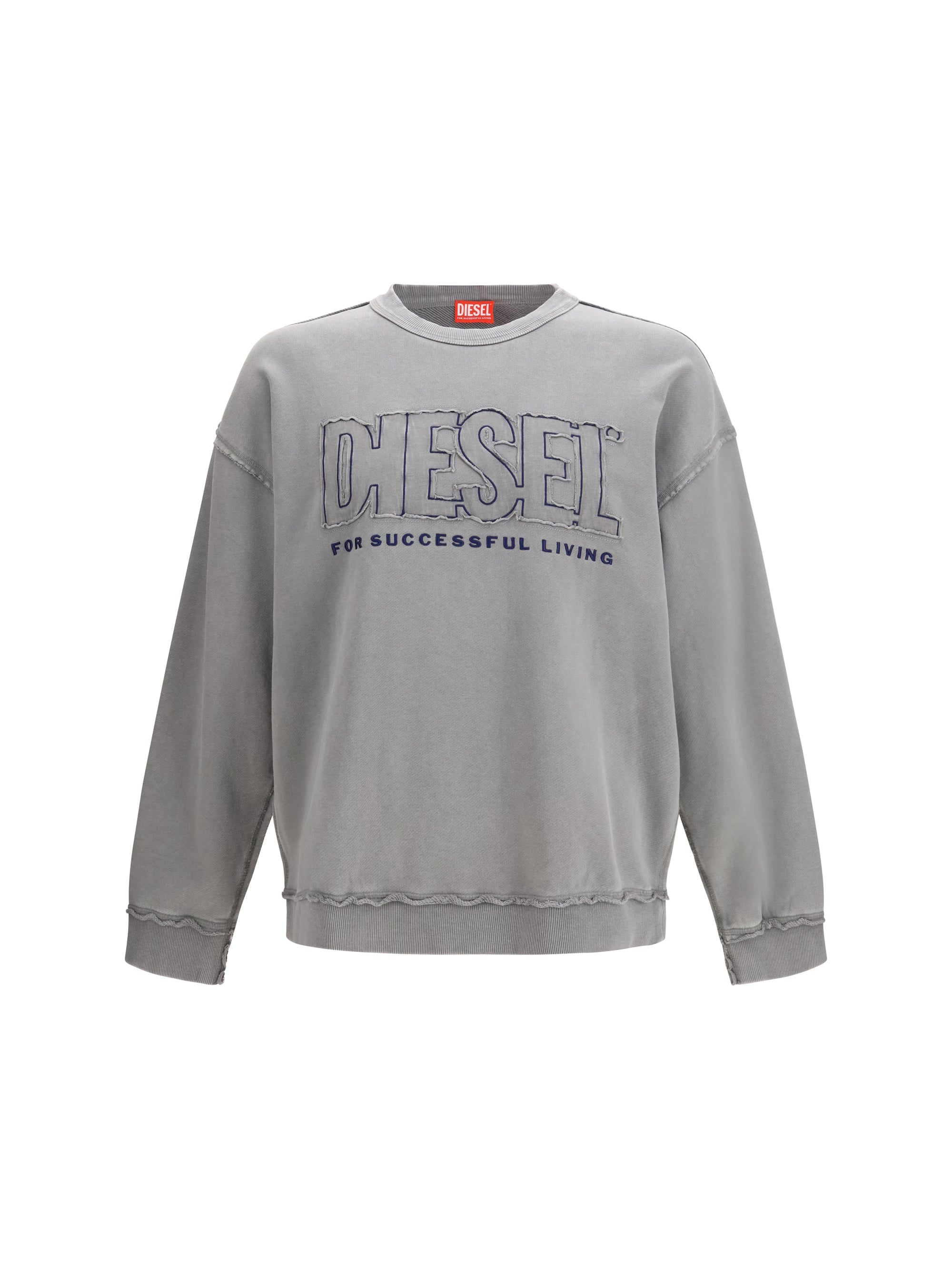 Raw-Cut Crew Neck Sweatshirt — Gray