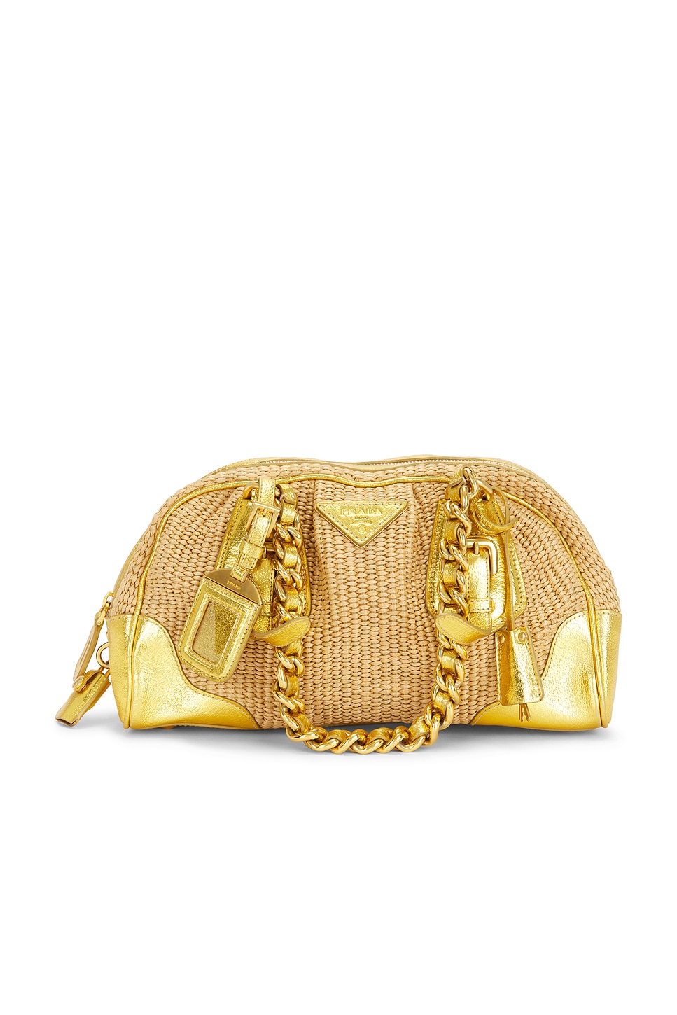 Prada Prada Paglia & Cinghiale Handbag in Neutral - Neutral,Metallic Gold. a
